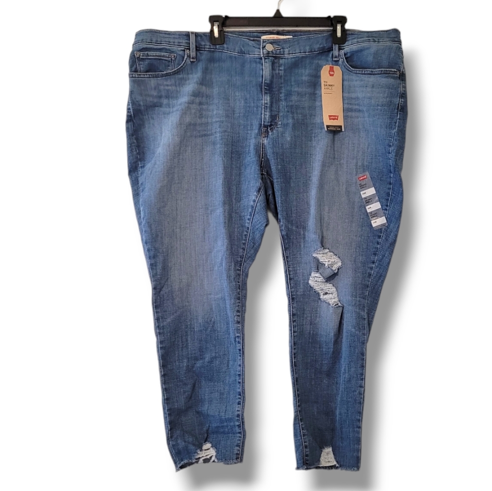 Levi's Women's Skinny Ankle 711 Sculpt Hypersoft Jeans Distressed